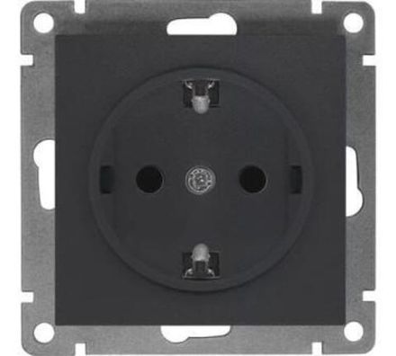 Розетка одноместная "UNIVersal" серия "Афина" с/з, с/у, 16А, 220В, графит (еврослот) (HU2330)