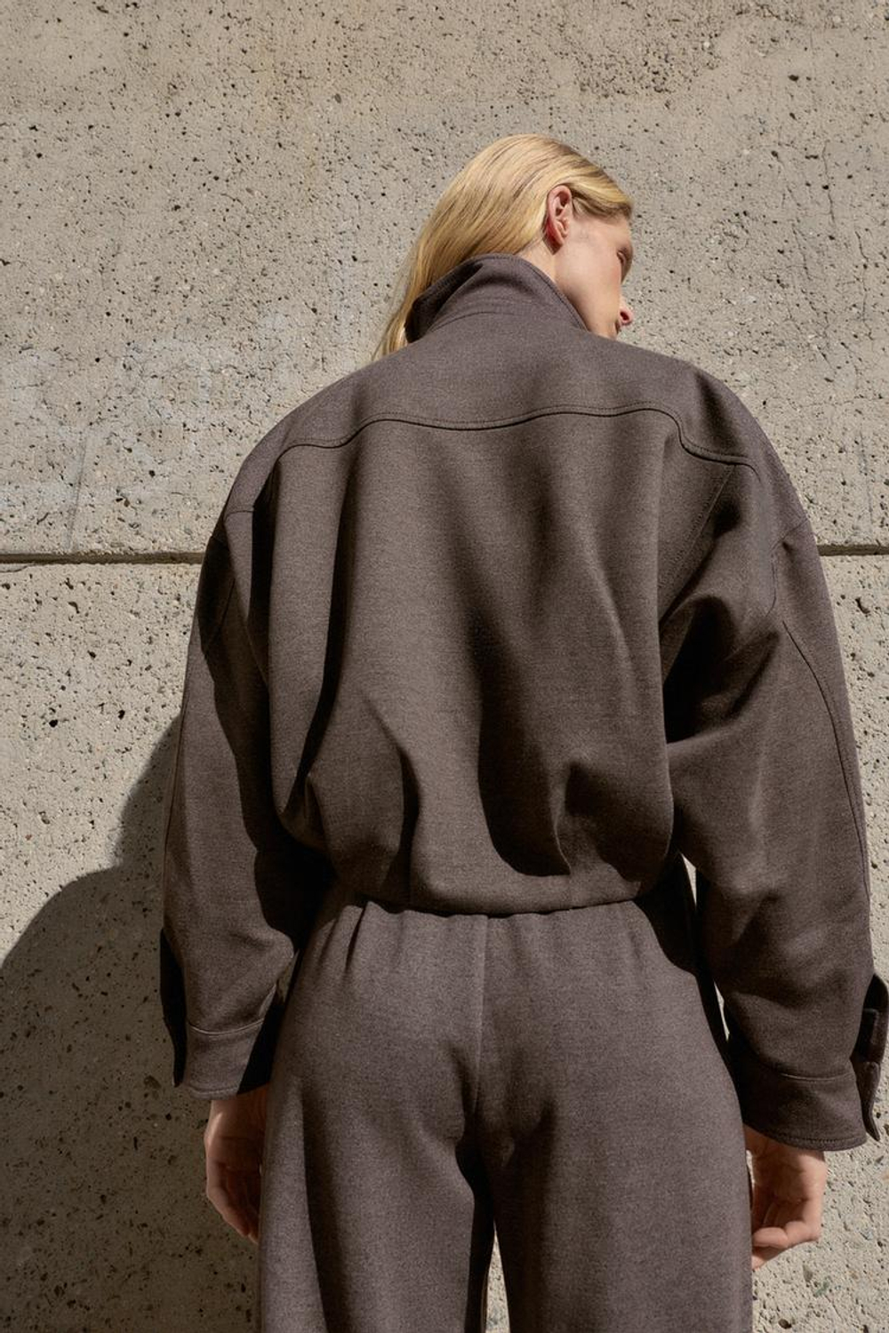 ZARA БОМБЕР С ВОРОТНИКОМ-СТОЙКОЙ, КОРИЧНЕВЫЙ МЕЛАНЖ