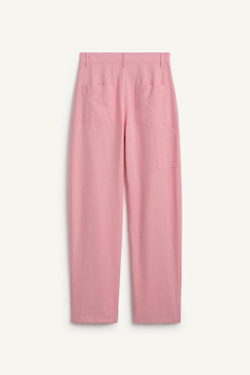 ZARA БРЮКИ ИЗ ЛЬНА И ЛИОЦЕЛЛОВОЙ ПРЯЖИ, СВЕТЛО-РОЗОВЫЙ