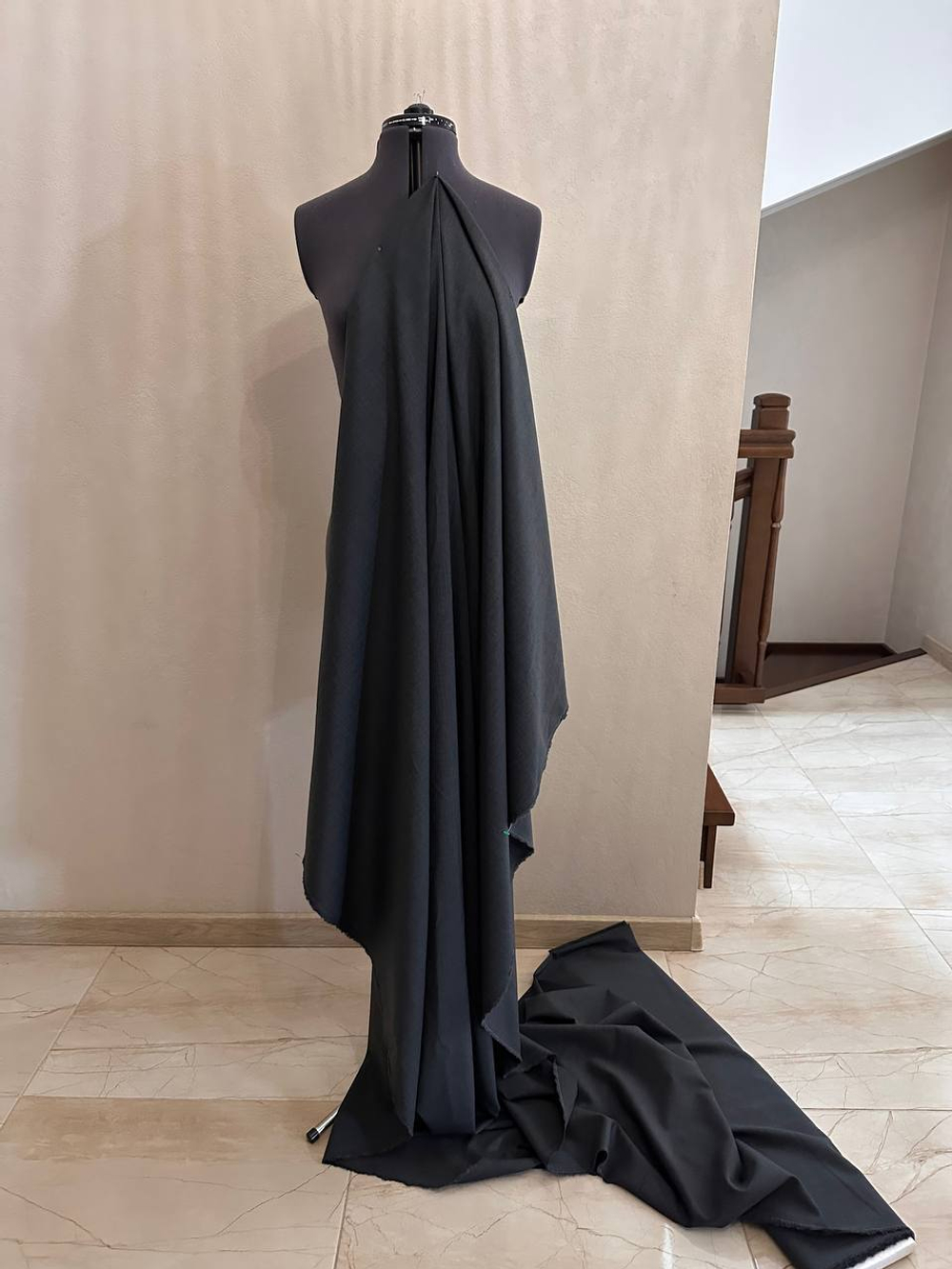 Костюмно-плательная однотонная шерсть (Marzotto, 100%шерсть, Серый базальт, 152, 250 гр/м2)