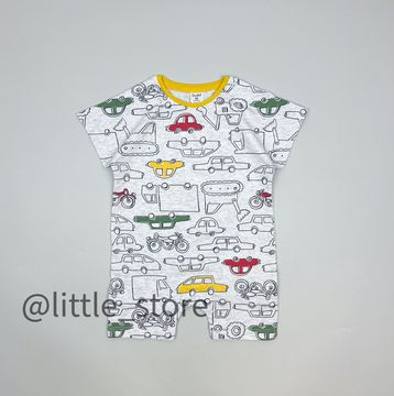 Песочник хлопковый "Машинки" серый меланж