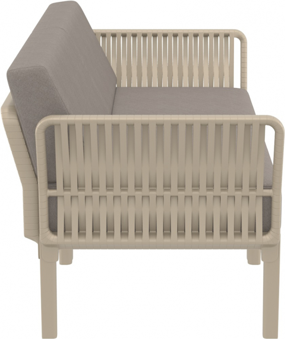 Диван пластиковый двухместный с подушками Siesta Contract Portofino Lounge, бежевый, светло-коричневый