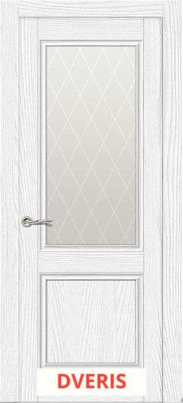 Межкомнатная дверь Энигма 1 ПО (Ясень Серебро/Белое Ромб)