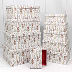 Коробка 34 х 26 х 15.3 см Набор 10 шт "Елки" (Белый)