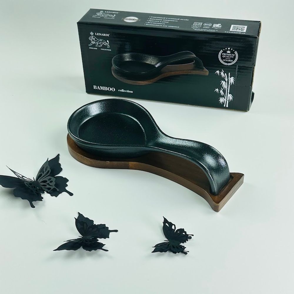 Lenardi 235-029 Ложка подставка 23см на подставке BLACKWOOD в под.уп.(х24)Фарфор