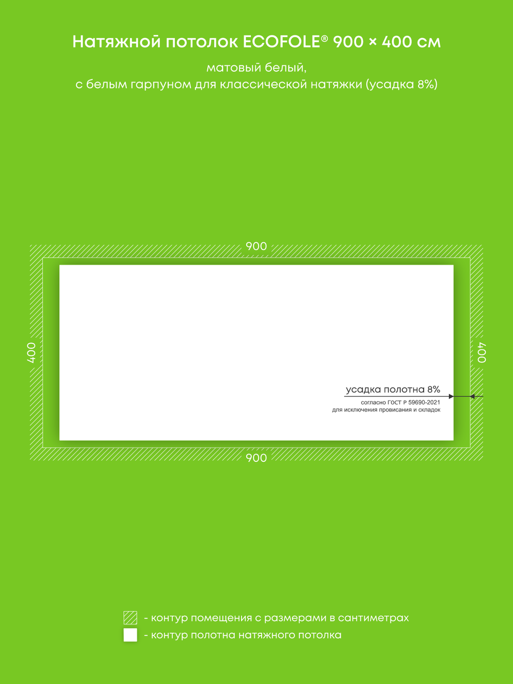Матовый натяжной потолок 36 м2