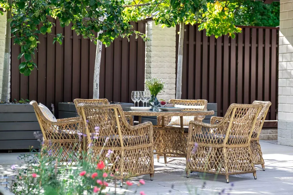 "Эспрессо–150 L" обеденная группа плетеная, цвет соломенный