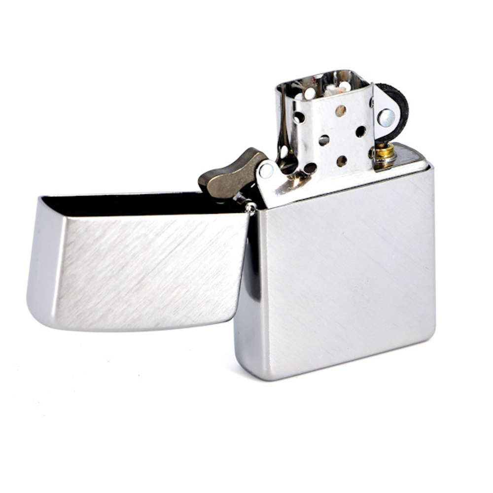 Зажигалка Zippo с покрытием Herringbone Sweep, латунь/сталь, серебристая, матовая, 36x12x56