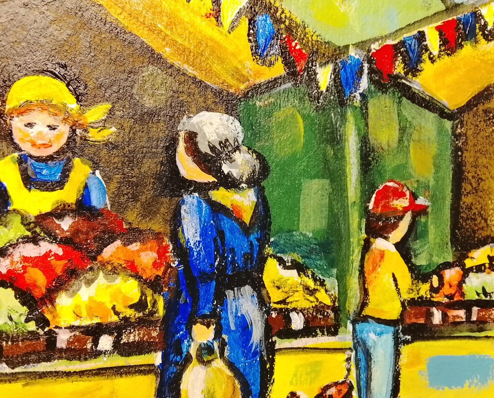 Картина "Айва", натюрморт. 30 см на 30 см. Акрил на картоне. Авторская живопись, оригинал.