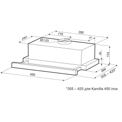 Встраиваемая вытяжка Krona Kamilla 450 (inox/1 мотор)