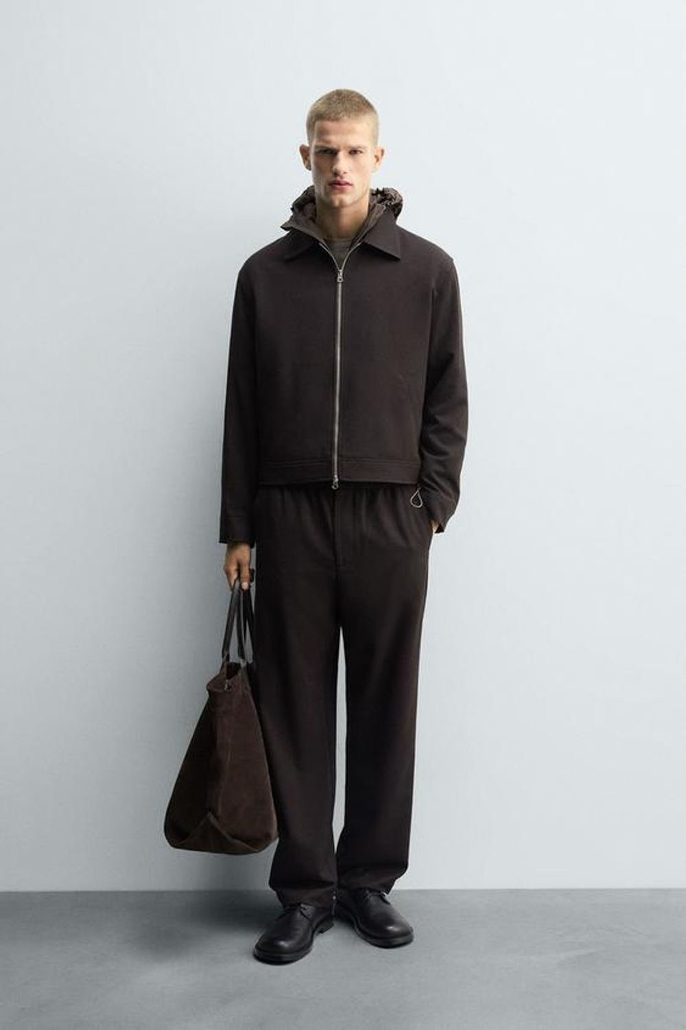 ZARA БРЮКИ-ДЖОГГЕРЫ КЛАССИЧЕСКОГО КРОЯ, КОРИЧНЕВЫЙ