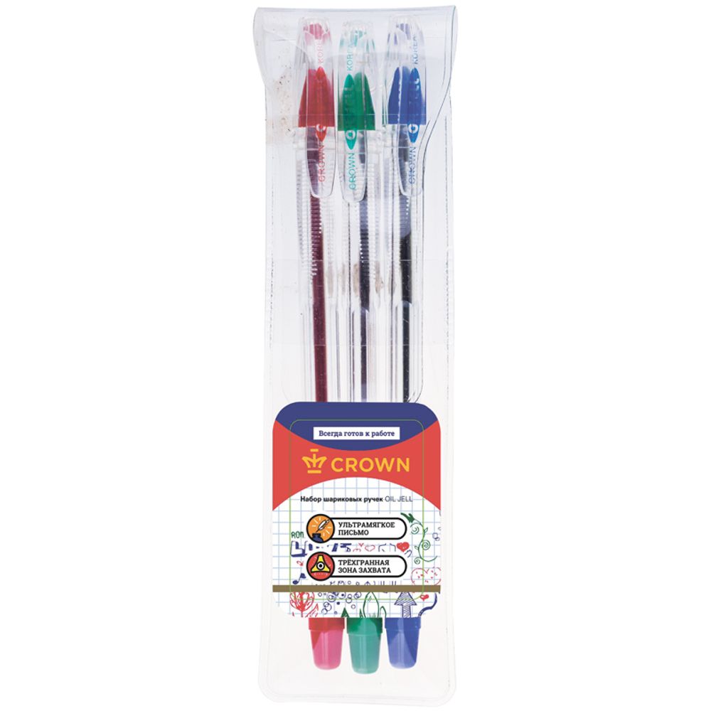 Набор шариковых ручек 3цв. Crown