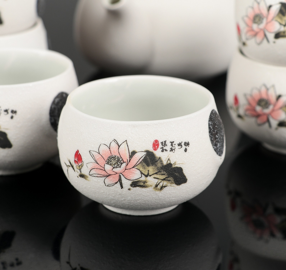 Набор для чайной церемонии Нежный цветок, 7 предметов: чайник 180 мл, 6 чашек 70 мл