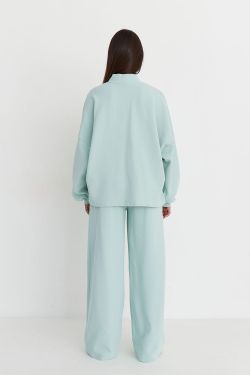 Лонгслив оверсайз из рифленого хлопка цвета мята