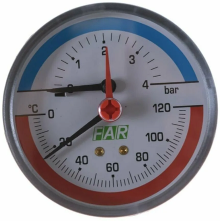 Термоманометр торцевое соед. 0-4 бар 1/2  ATM.0-120 C 80 FA2550 12 FAR