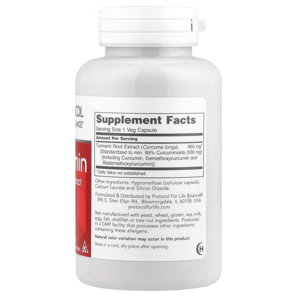 Protocol for Life Balance, Куркумин, экстракт корня куркумы, 665 мг, 60 растительных капсул