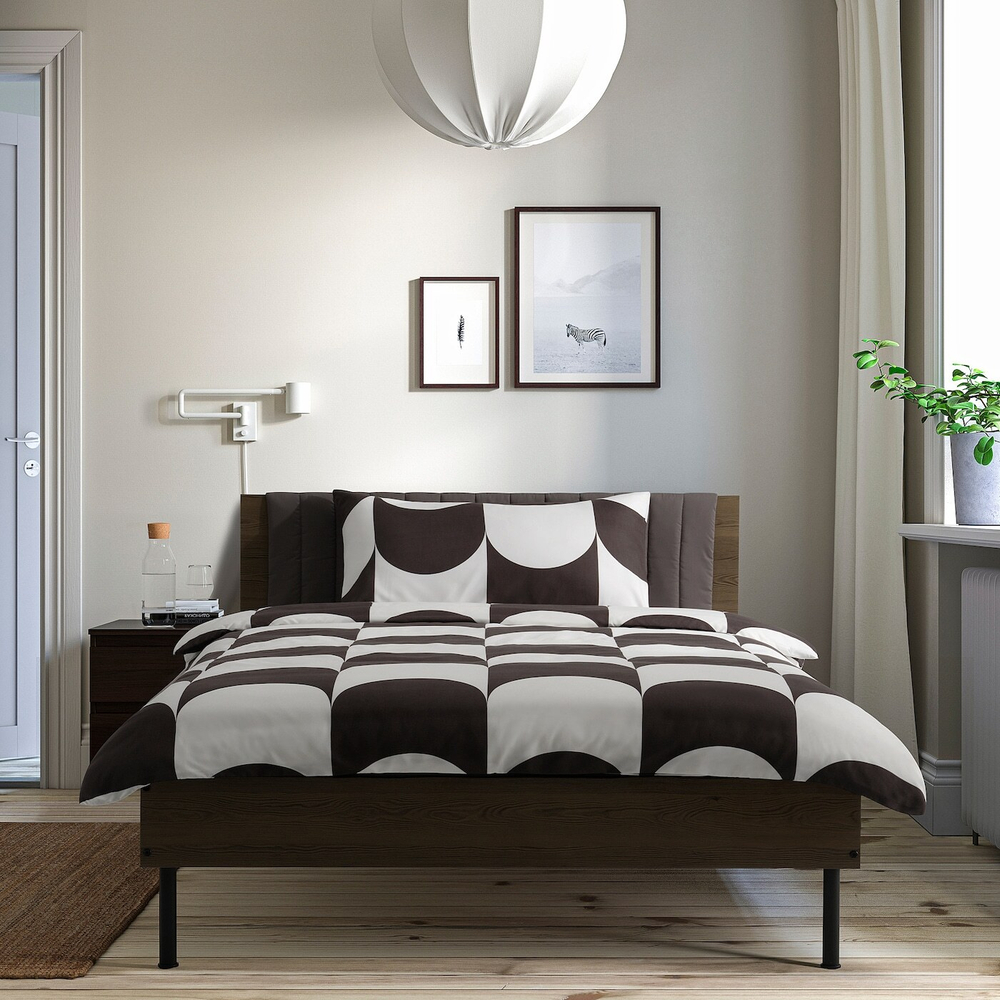 Комплект постельного белья IKEA BRUKSVARA (БРУКСВАРА), Белый с рисунком, 150х200 см