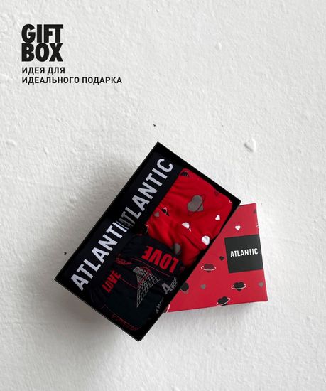 Трусы мужские боксеры (2шт), Atlantic 2GMH-013, черный + красный,