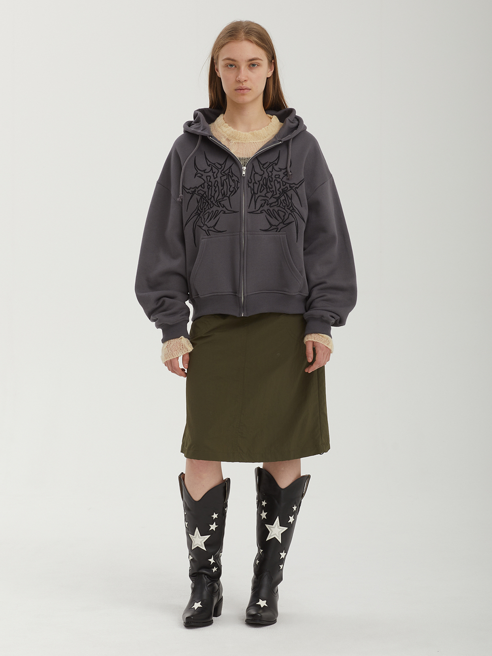 Женская Толстовка Ink Grey Zip Up