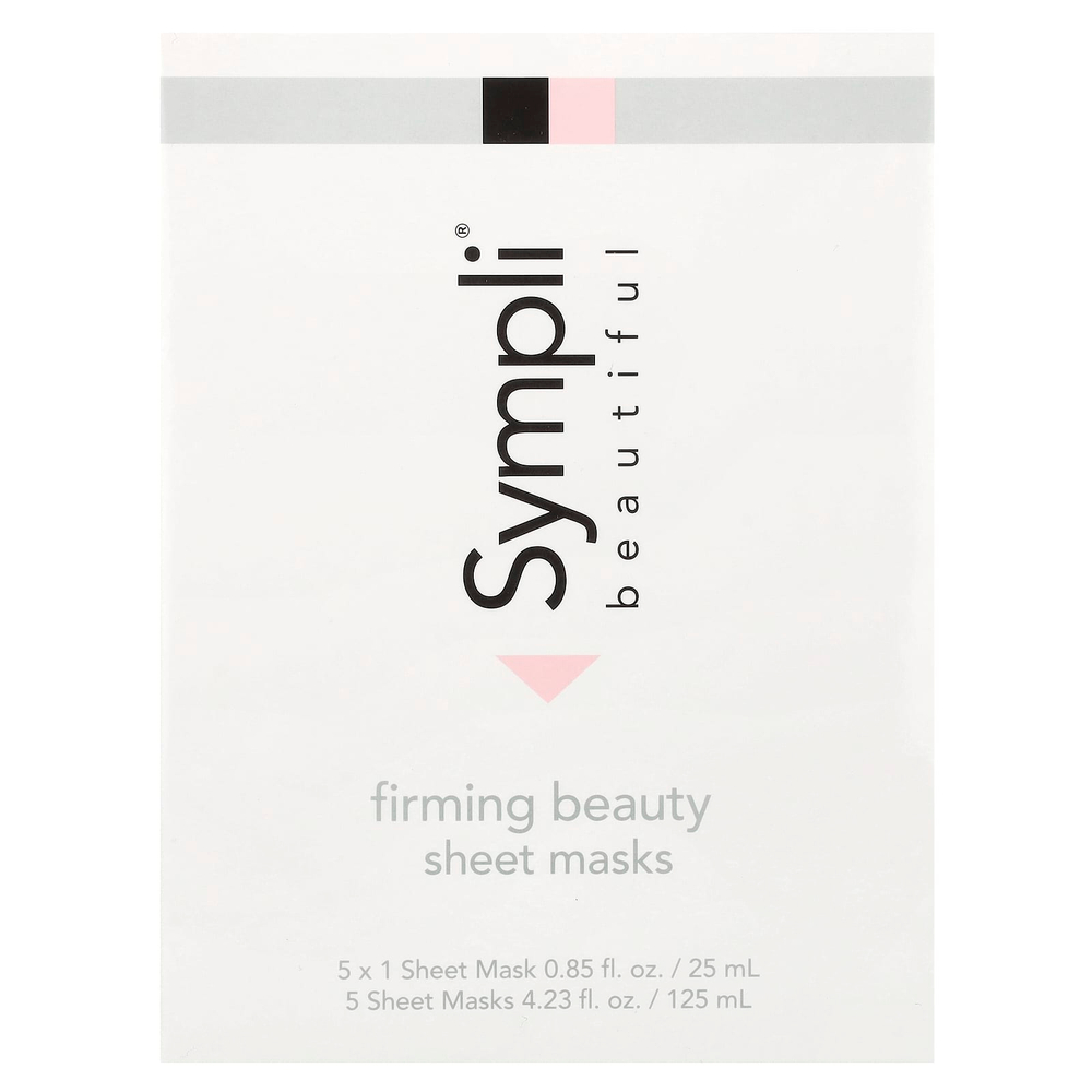 Sympli Beautiful, подтягивающая тканевая маска, 5 шт., 25 мл (0,85 жидк. унции) каждая