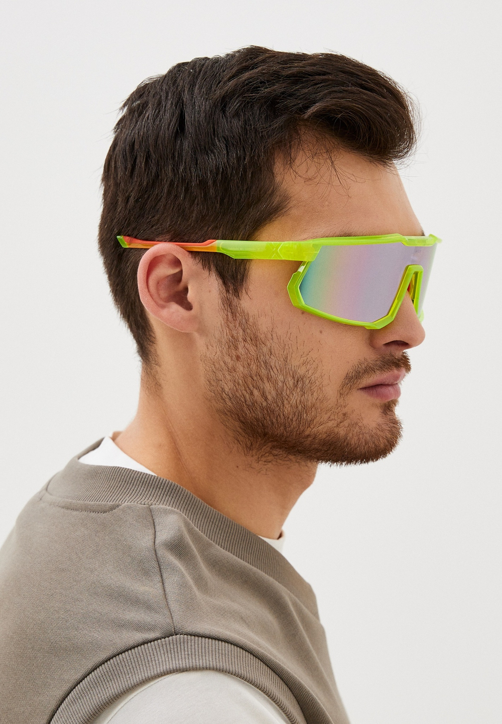 Спортивные очки HILX Big Head / Shiny Yellow Orange / Light Purple Lens