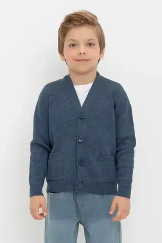 кардиган  для мальчика  КВ 30155/джинсовый меланж