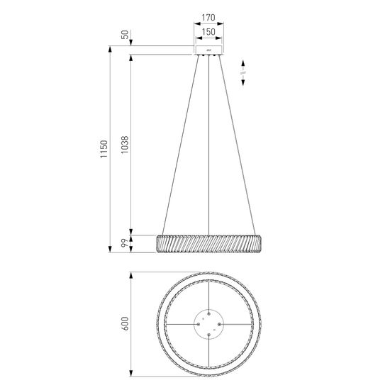 101004 LED никель  / подвесной светильник / никель хрусталь Strotskis