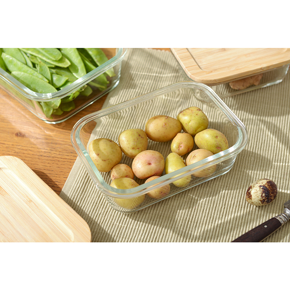 Контейнер для запекания и хранения smart solutions с крышкой из бамбука, 640 мл