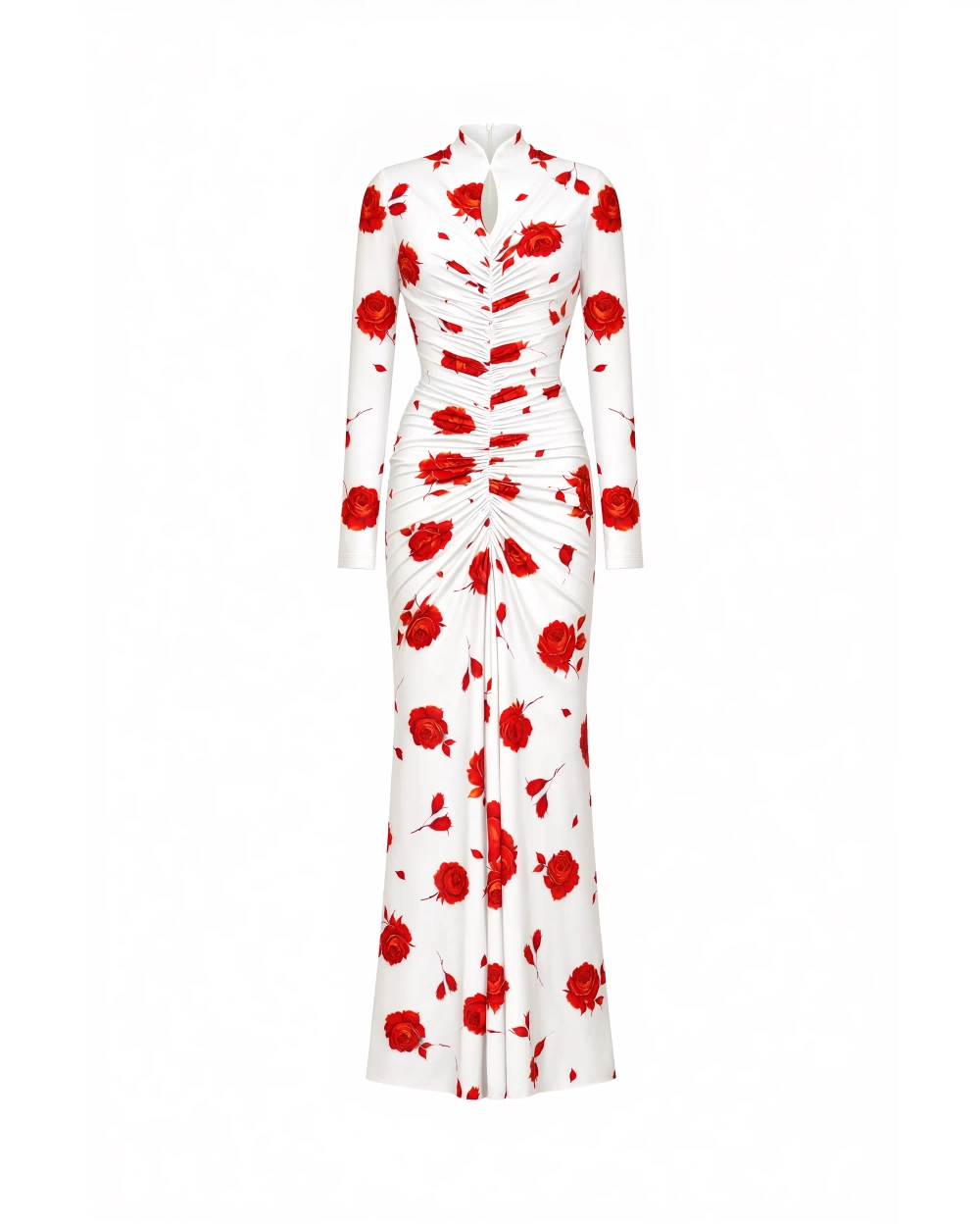 Мадия макси (Madiya maxi), платье с длинными рукавами из молочного бифлекса с цветочным принтом