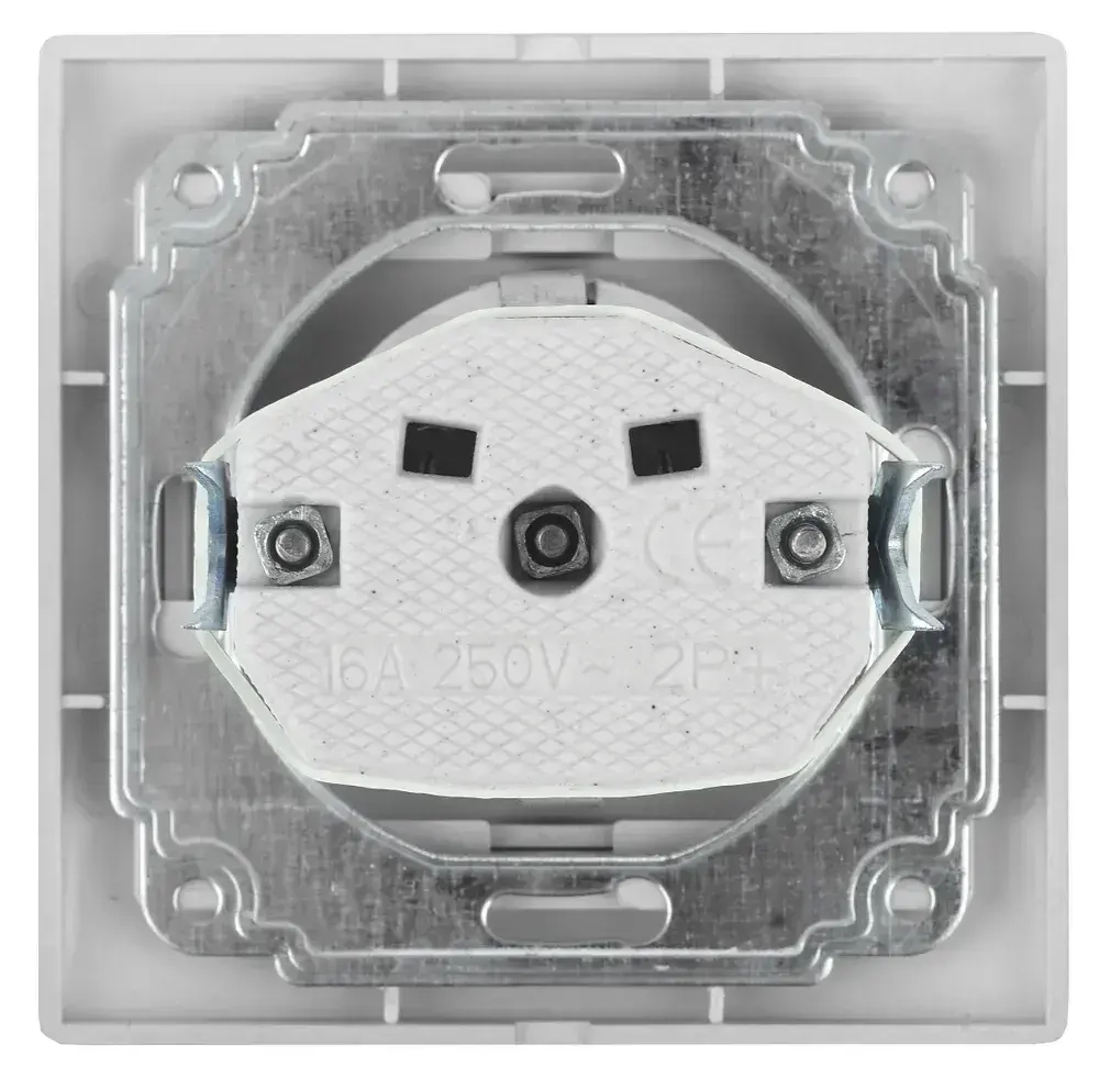 Розетка Intro Plano 1-202-03 с заземлением 2P+E Schuko 16А-250В IP20 скрытой установки алюминий
