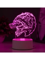 Светильник 3D ночник RISALUX «Оборотень», LED RGB, от сети,