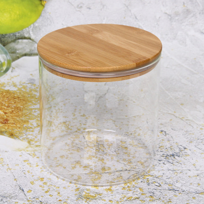 Банка для продуктов стеклянная 2000мл «Хай-Тек» с бамбуковой крышкой 15*15см