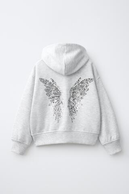ZARA ХУДИ С ПАЙЕТКАМИ, СЕРЫЙ МЕЛАНЖ