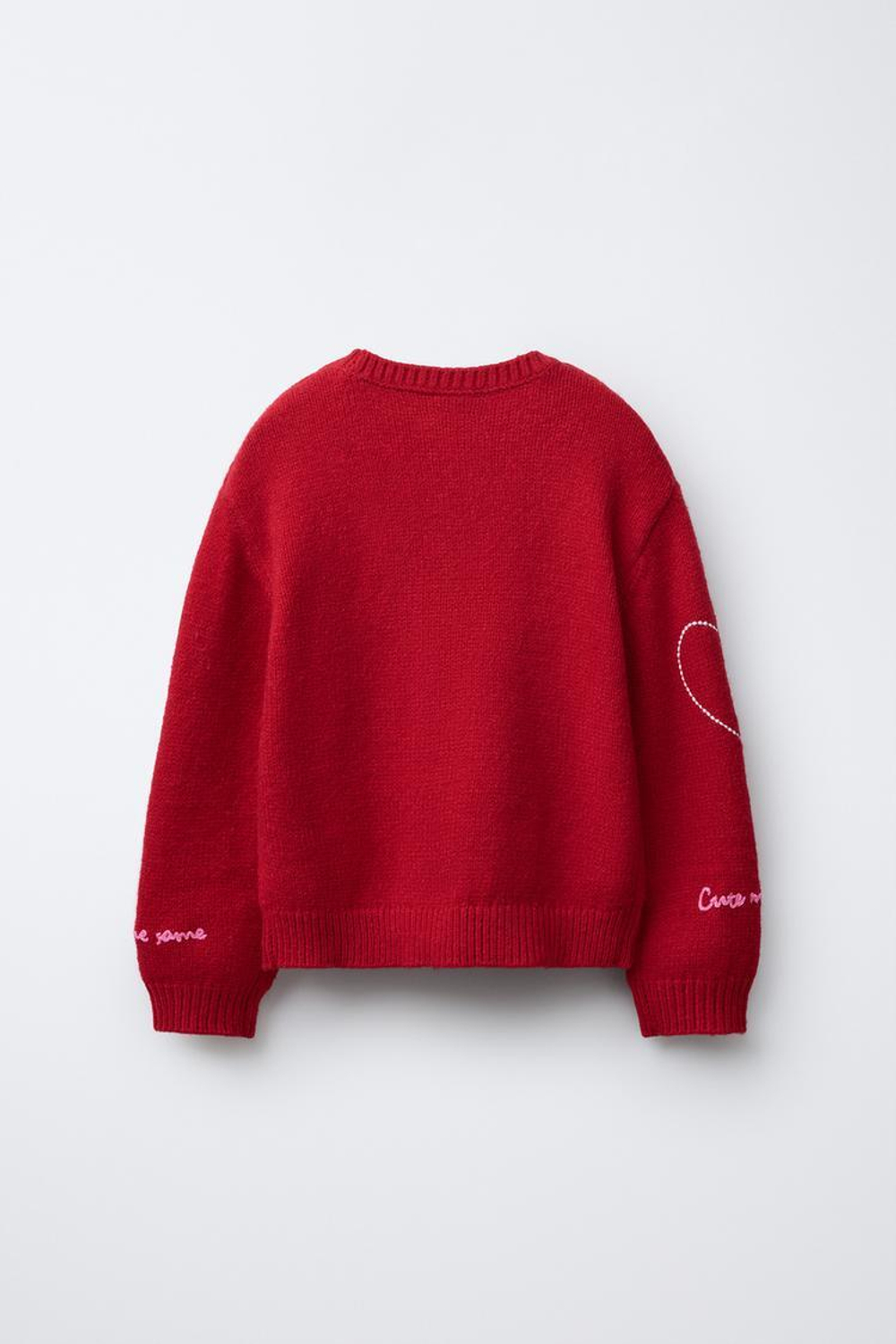 ZARA ВЯЗАНЫЙ СВИТЕР С ВЫШИВКОЙ, КРАСНЫЙ