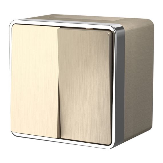 W5020210/ Выключатель двухклавишный влагозащищенный Gallant (шампань рифленый)