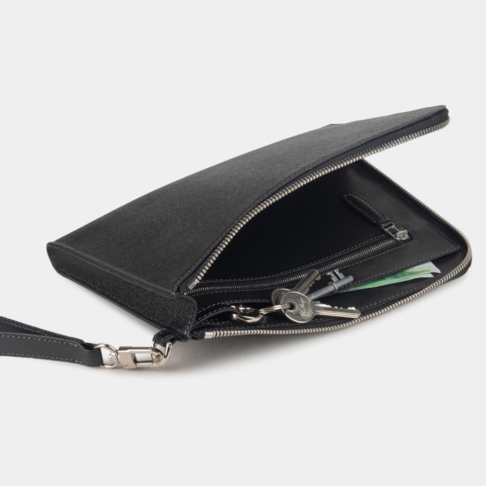 Сумка мужская Hector из кожи сафьяно, черного цвета