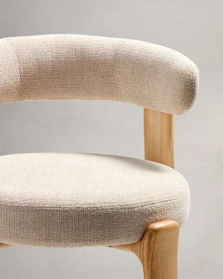 Барный стул Granite 75 см, бежевый шенилл, массив ясеня в натуральном цвете