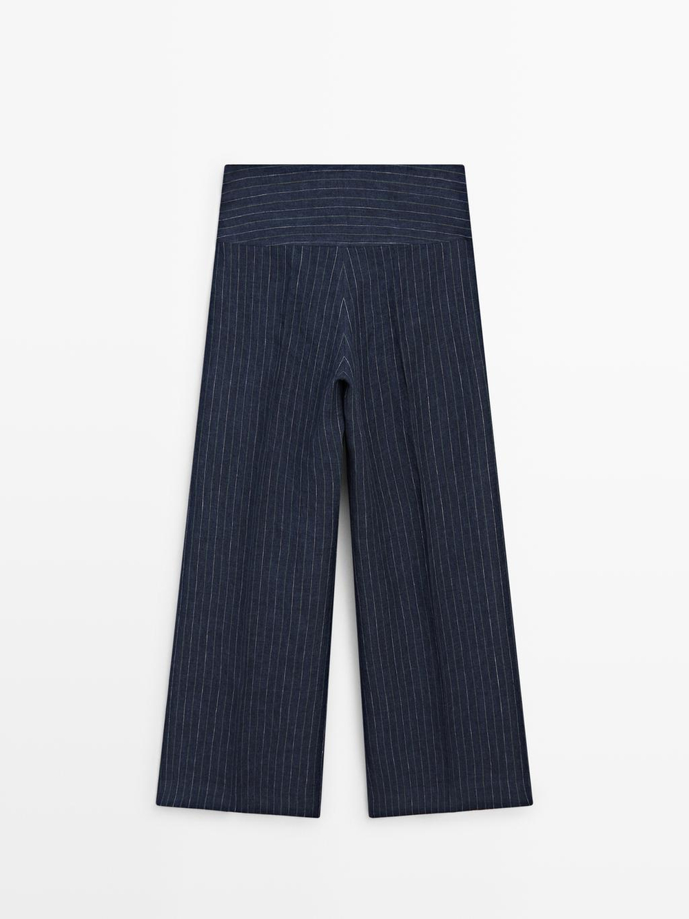 Massimo Dutti Льняные брюки-клеш с полосатым рисунком, темно-синий