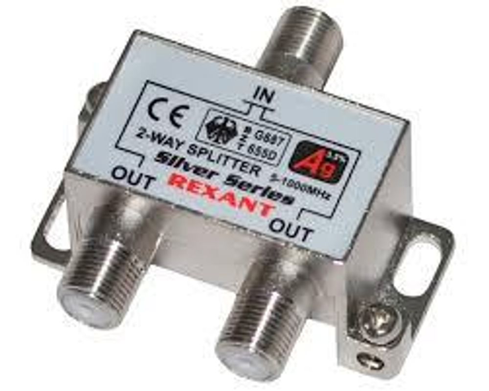 Делитель  ТВ х 2 + 3шт. F &quot;BOX&quot; &quot;Silver&quot; REXANT