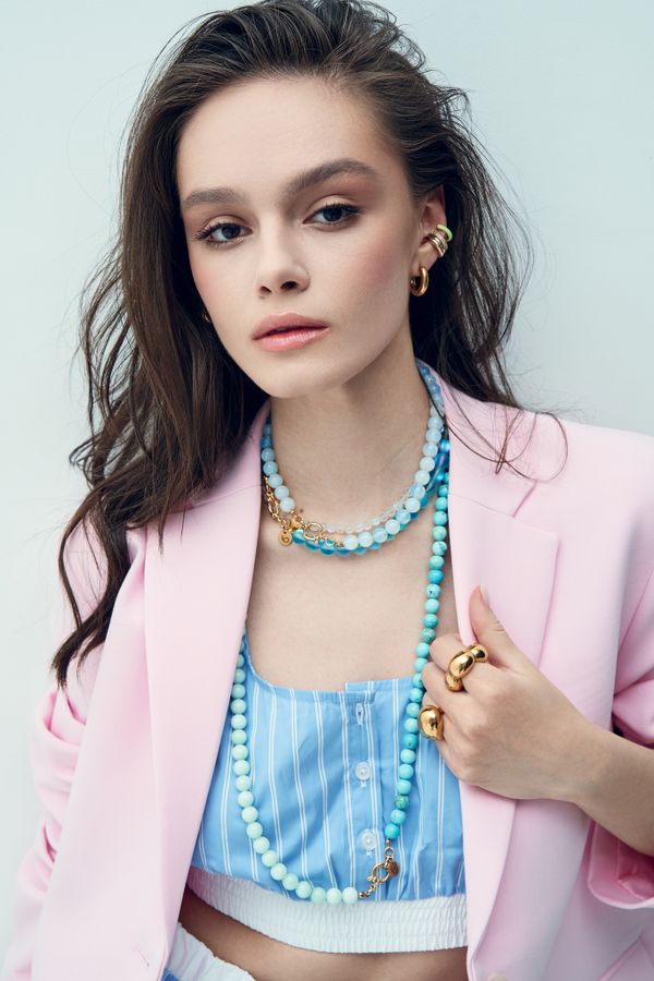 Колье Moon из бусин камня