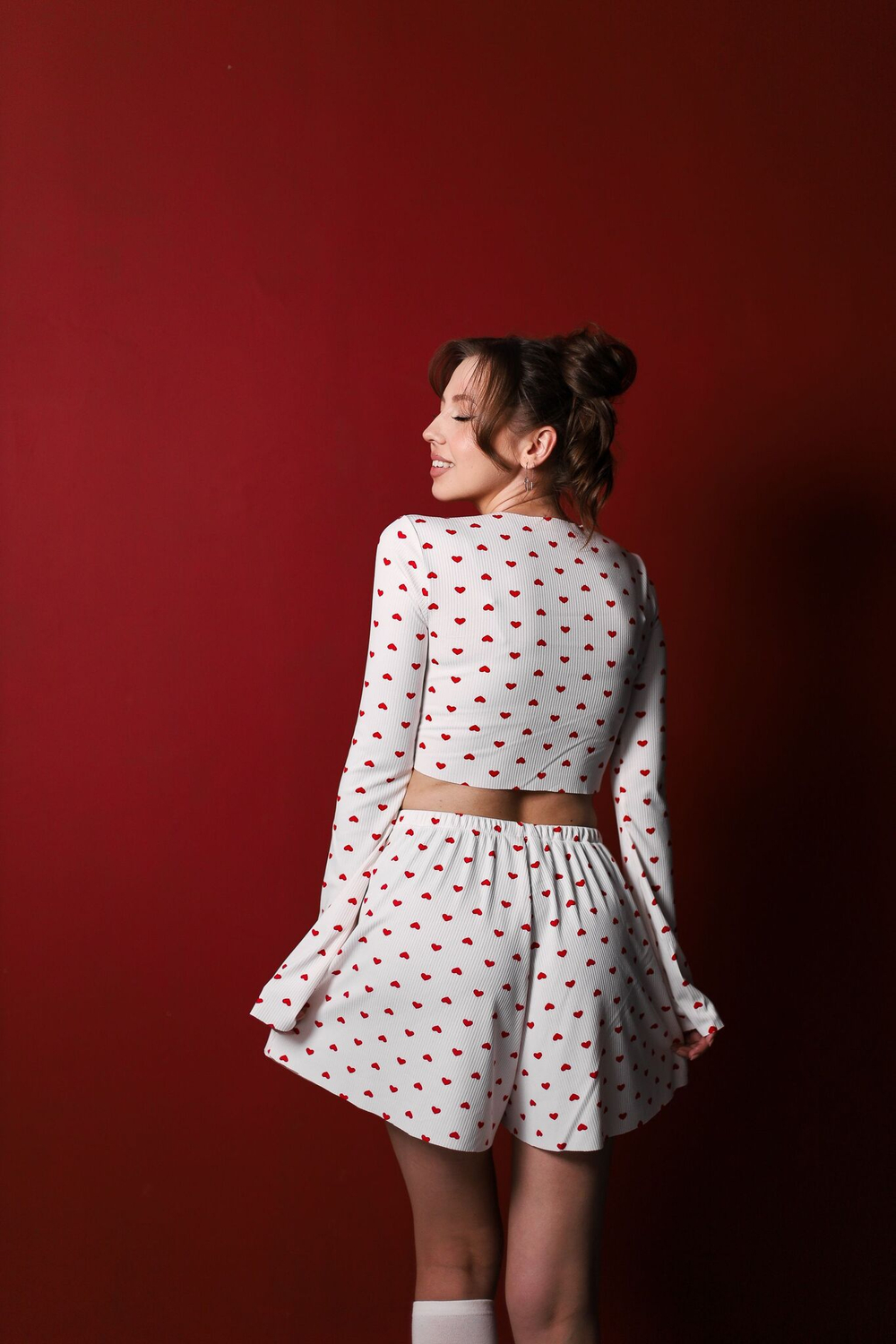 Комплект для дома лонгслив и шорты в рубчик