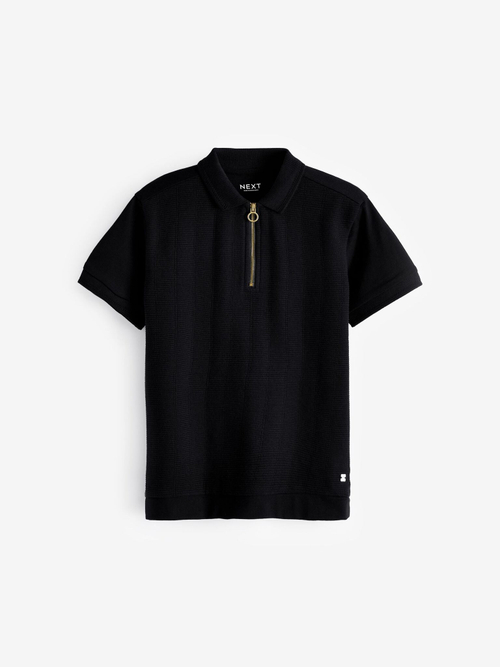 Поло на молнии для мальчика Next K87-315, Черный