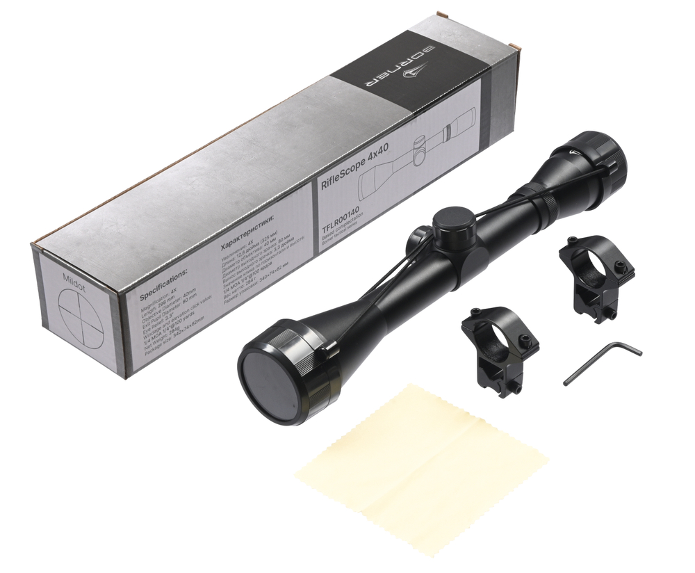 Оптический прицел Borner 4х40 (Mildot, кольца)