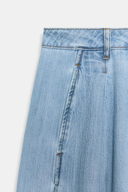 ZARA ДЖИНСЫ Z1975 WIDE LEG С ВЫСОКОЙ ПОСАДКОЙ И ЗАЩИПАМИ, ВЫЦВЕТШИЙ СИНИЙ
