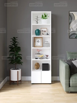 Деревянный стеллаж напольный для игрушек и книг с дверцами