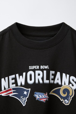 ZARA ФУТБОЛКА С ПРИНТОМ NEW ORLEANS SL © NFL, ЧЕРНЫЙ