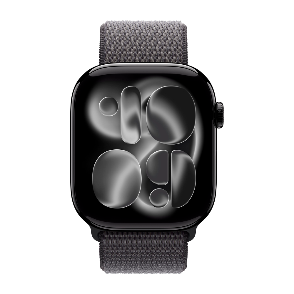 Умные часы Apple Watch Series 11 GPS, 46mm, Jet Black Aluminium Case with Dark Gray Sport Loop