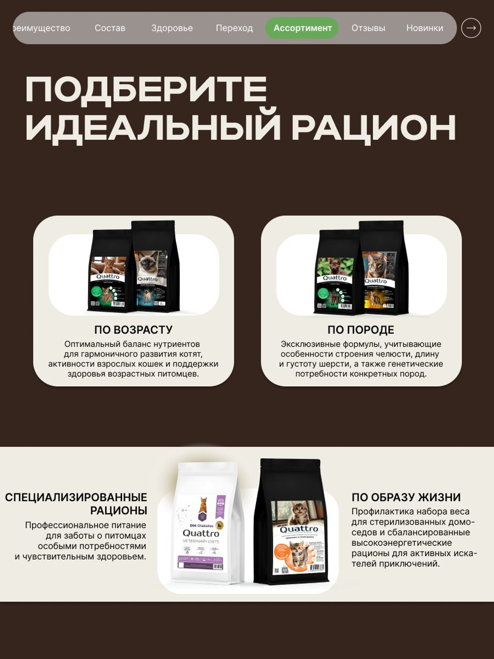 Корм сухой для кошек породы Сиамская кошка, с ягненком, 400 гр, QUATTRO
