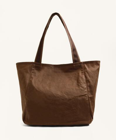 OYSHO Вощеная сумка-шоппер, коричневый