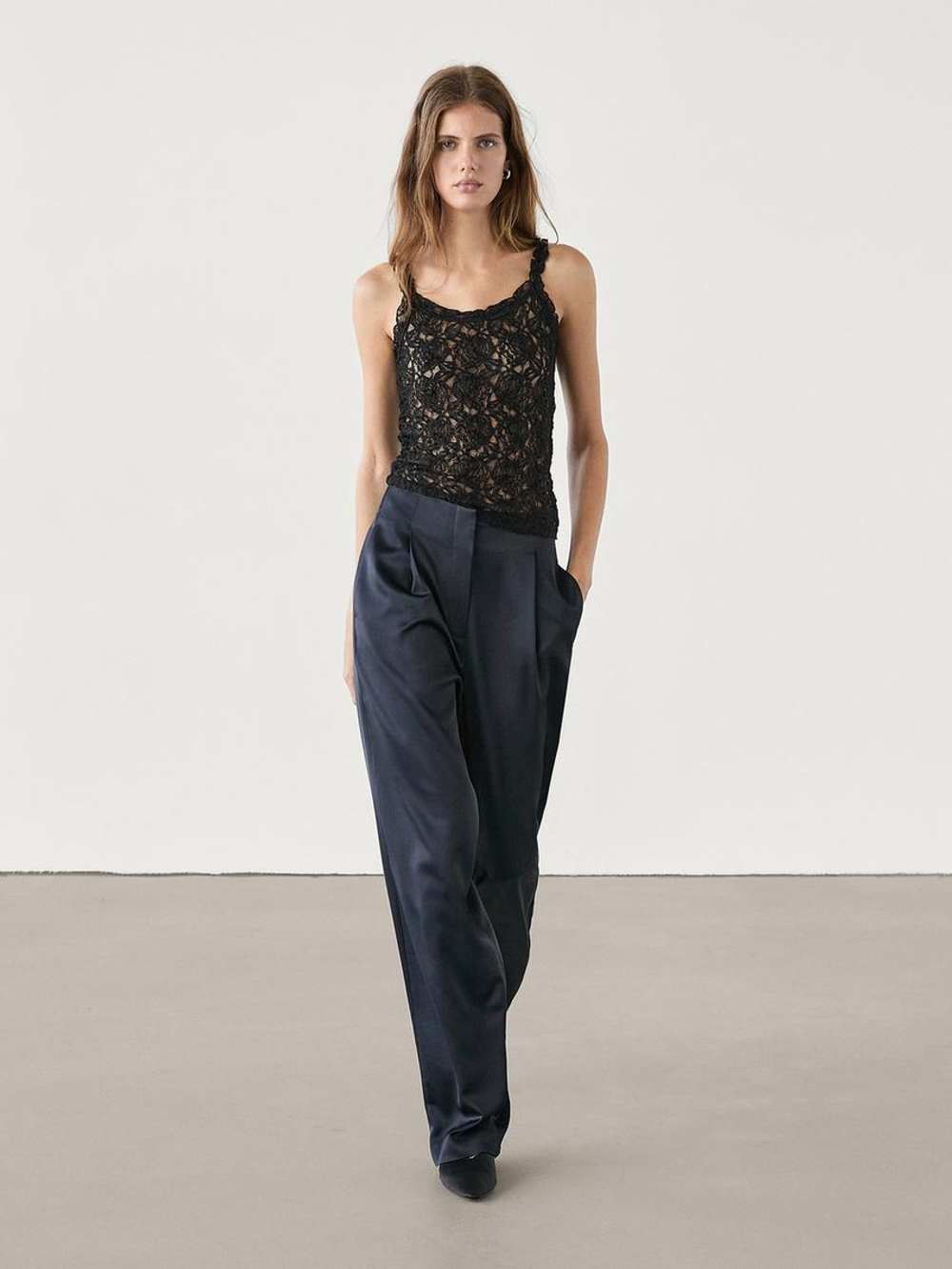 Massimo Dutti Топ на бретелях, черный